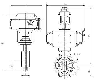 對夾連接調(diào)節(jié)型蝶閥結構尺寸